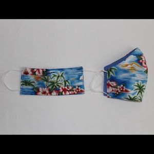 White Hibiscus Triple Layer Face Mask w/nose wire